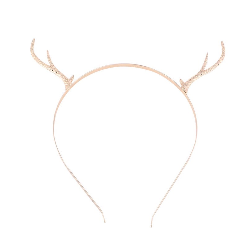 LEORX Metal Antler Headband Simple Gold Deer Horn Hair Hoop Christmas Party Hair Accessories for Women and Girls (Style 2) - Image 1